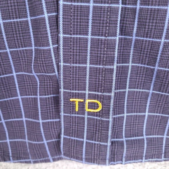 Thomas Dean Shirt Mens Medium Gray Plaid Long‎ Sleeve Button Down - Picture 9 of 16
